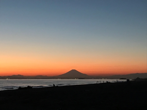 富津海水浴場の海岸夕景